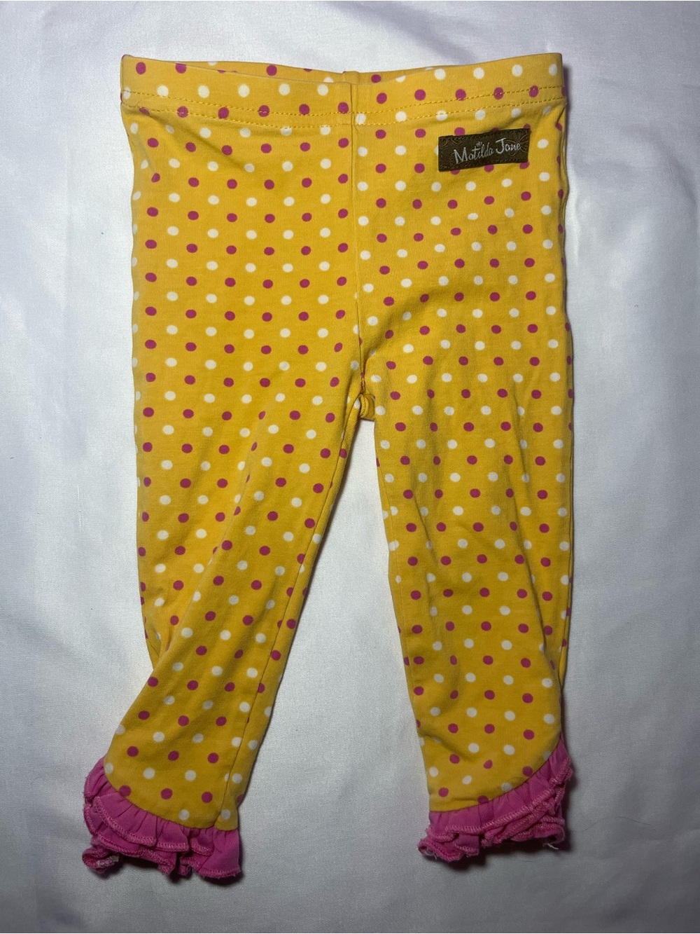 Matilda Jane Whimsical Yellow Polka Dot Ruffle Leggings Girls 6-12M